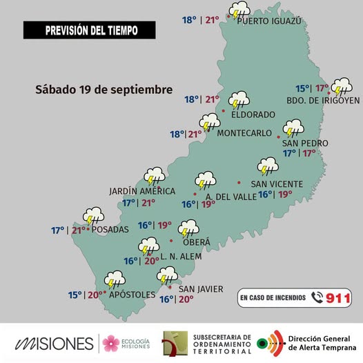 ALERTA NARANJA POR TORMENTAS EN MISIONES